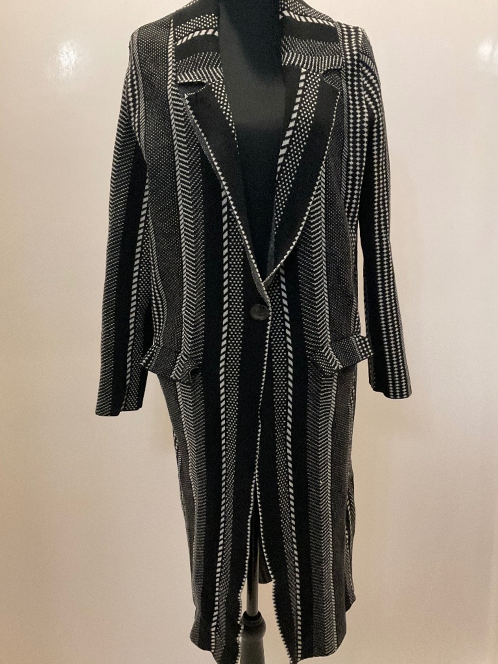Zara Textured Jacquard Pattern Long Knit Coat/Cardigan/Duster
